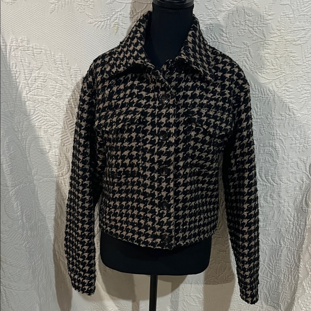 Avec Les Filles Lea Houndstooth Shimmer‎ Jacket, size small